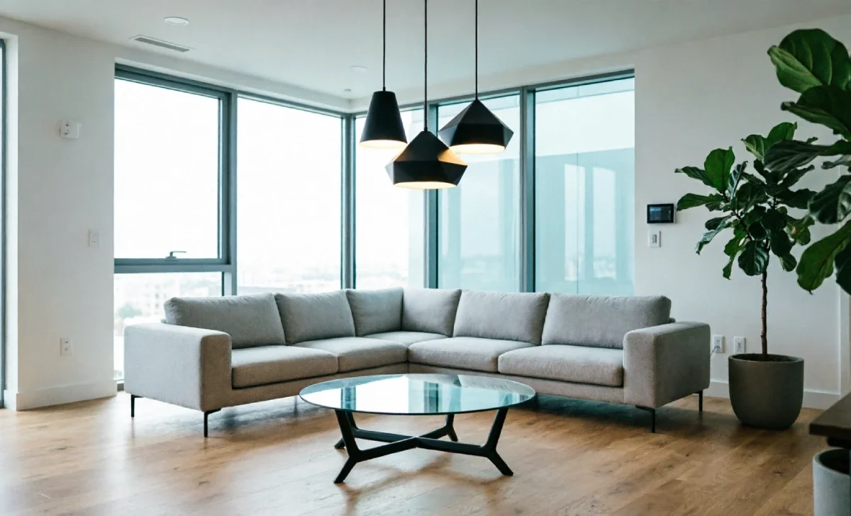 Best flooring for homes shown with luxury vinyl plank flooring in a modern living room