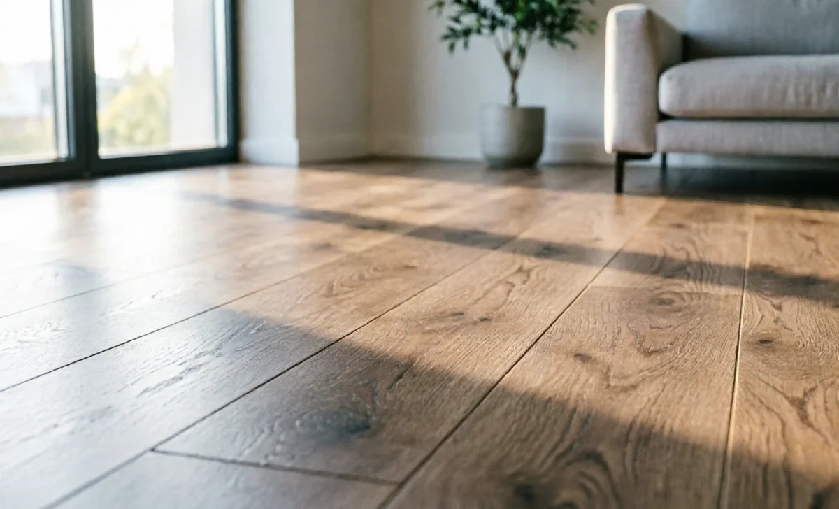Vinyl Flooring Lifespan Guide showing durable wood-look luxury vinyl planks in a bright living room